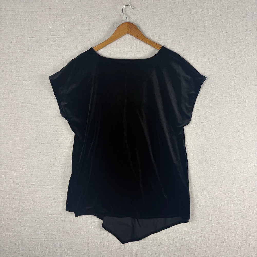 Black Velvet Blouse Top Womens 2X Whimsigoth Vamp Luxe Witchy Asymmetrical Hem - Picture 3 of 10